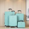4 Piece Lightweight Suitcase, 14" Makeup Box, Aircraft Wheels (14/20/24/28) - Light Blue - Image 2