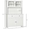 Homcom - 63.5" Kitchen Buffet With Hutch, Pantry Storage Cabinet With 4 Shelves, Drawers, Framed Glass Doors, Open Microwave Countertop - Antique White - Image 6