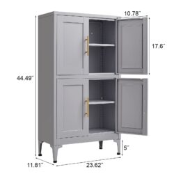 Metal Kitchen Storage Cabinet, Kitchen Pantry Storage Cabinet With Doors And Shelves, Storage Cabinet With Adjustable Leveling Foot For Kitchen, Living Room And Dining Room - Gray