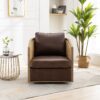 Swivel Barrel Chair, Comfy Round Accent Sofa Chair For Living Room, 360 Degree Swivel - Brown - Image 4