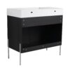 Minimalist 36" Freestanding Bathroom Vanity With Resin Sink And Storage Cabinet - Dark Oak - Image 15