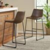 Barstool With Upholstery And Foot Rail - Vintage Brown - Image 2