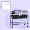Pawhut - Two-Story Small Animal Cage Removable From Stand, Guinea Pig Cage, Hedgehog Cage, Chinchilla Cage, Ferret, With Shelf & Wheels, Pet Habitat - Black - Image 7