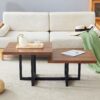 Perfectly Integrating Modern And Scandinavian Styles Double Deck Coffee Table - Walnut - Image 4