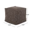 Naima - Contemporary Fabric Square Pouf Ottoman Floor Cushion - Dark Brown - Image 3