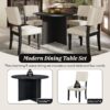 Topmax - 5 Piece Modern Round Dining Table Set Pedestal Kitchen Table Set With 4 Upholstered Dining Chairs For Studio, Apartment, Small Places - Black - Image 4