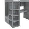 Twin Size Loft Bed With Desk, Wardrobes, 4 Drawers And 4 Shelves Construction - Gray - Image 14