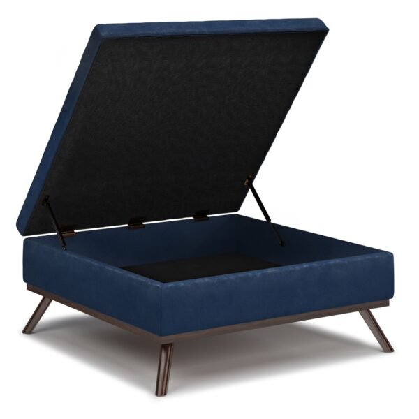 Owen - Square Coffee Table Storage Ottoman - Distressed Dark Blue