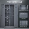 Metal Storage Cabinets, Cleaning Tool Cabinet With Locking Door, Tall Broom Tool Organizer, Large Storage Cabinet For Kitchen - Gray - Image 23