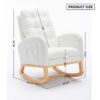 Accent Rocking Chair With Footrest High Back Rubber Wood Rocking Legs Bedroom Living Space - White - Image 11