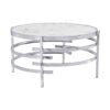 32.48'' Chrome Round Coffee Table With Sintered Stone Top & Sturdy Metal Frame, Modern Coffee Table For Living Room - Silver - Image 7