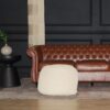 Semi Rounded Pouf Cable Knitted Handmade Seating And Footrest - Beige - Image 2