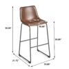 Barstool With Upholstery And Foot Rail - Vintage Brown - Image 3