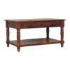 Turned Legs 2 Drawer Coffee Table - Brown - Image 2