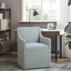 Upholstered Dining Arm Chair With Casters Woven - Light Gray Blue - Image 4