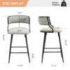 Counter Height Bar Stools Cover Kitchen Island Counter Bar Stool With Black Powder Coating Base And Footrest (Set of 2) - Beige - Image 8
