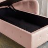Chaise Lounge Indoor, Velvet Lounge Chair For Bedroom With Storage & Pillow, Modern Upholstered Rolled Arm Chase Lounge For Sleeping With Nailhead Trim For Living Room Bedroom Office - Pink - Image 8
