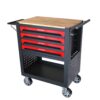 4 Drawers Multifunctional Tool Cart With Wheels And Wooden Top - Black / Red - Image 6