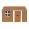 Heavy Duty Metal Storage Shed With Windows, Lockable Door & Ventilation Weatherproof Outdoor Garden Shed - Brown - Image 4
