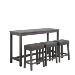 Oriana - 4 Piece Counter Height Pub Table Set With Tufted Stools - Gray