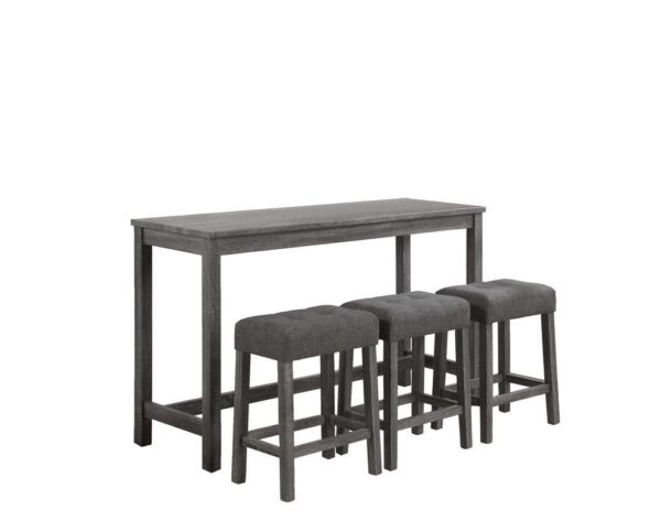 Oriana - 4 Piece Counter Height Pub Table Set With Tufted Stools - Gray