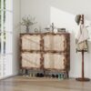 4 Door Shoe Rack, Freestanding Modern Shoe Storage Cabinet, For Entryway - Burly Wood - Image 2