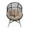 Cori - Outdoor Patio Egg Chair, With Cushion - Black / Khaki - Image 3