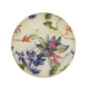 Yolanda - Tropical Floral Round Upholstered Accent Ottoman - Beige / Ivory - Image 2