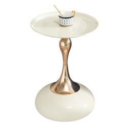 Modern Small Round Side Table For Small Spaces Carbon Steel Cocktail Table - Milk White