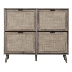 4 Door Shoe Rack, Freestanding Modern Shoe Storage Cabinet, For Entryway - Dark Gray