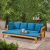 Outdoor Daybed With X-Shaped Panel Backrest And Armrests - Teak - Image 2