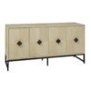 Carved 4 Door Sideboard, Sideboard Buffet Cabinet With Storage, Modern Coffee Bar Cabinet With Adjustable Shelf For Living Room - Natural - Image 8