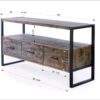 Reclaimed Wood Media TV Console Table With 3 Drarwer, Open Shelf - Antique Gray - Image 8