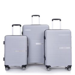 Hardshell Suitcase Double Spinner Wheels Pp Luggage Sets Lightweight Durable Suitcase With Tsa Lock, 3 Piece Set (20/24/28) - Silver