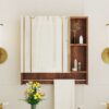 Wall Mounted Bathroom Storage Cabinet With Mirror Door, Medicine Cabinet, Over The Toilet Storage Cabinet With Shelves And Towel Rack - Walnut Brown - Image 4