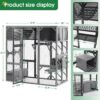 Outdoor Wooden Cat House Catio Enclosure With Super Large Enter Door Cat Kennel With Bouncy Bridge, Platforms And Small Houses Walk In Kitten Cage With Sunshine Board - Dark Gray - Image 3