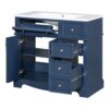 Bathroom Vanity With Resin Sink Combo, Frame Bathroom Storage Cabinet, Freestanding Vanity Set With 3 Drawers & Adjustable Shelf - Blue - Image 11