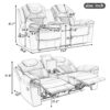 3 Pieces Recliner Sofa Sets Home Theater Seating Manual Recliner Chair With Center Console And Led Light Strip For Living Room - Black - Image 3