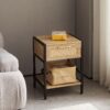 15.74" Rattan End Table With Drawer, Modern Nightstand, Metal Legs, Side Table For Living Room, Bedroom - Natural - Image 2
