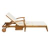Versatile Chaise Lounge With Wheels Acacia Wood Recliner For Patio - Cream - Image 14