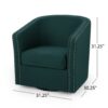 Modern Upholstered Swivel Club Chair With Nailhead Trim - Green - Image 3