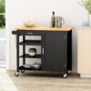 Contemporary Kitchen Cart With Wheels - Black - Image 4