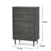 Nystrom - Mid Century Modern 5 Drawer Dresse - Gray - Image 3
