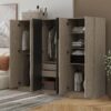 6 Doors Wardrobe Storage For Bedroom, With 2 Drawers Inside - Black / Nature - Image 11