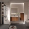 Striped Walnut Bathroom Floating Side Cabinet, Wall-Mounted Storage Cabinet For Small Spaces - Walnut - Image 4