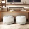 Yolanda - Round Upholstered Accent Ottoman - Almond White - Image 6