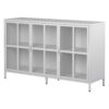 Heavy Duty Metal Modern Sideboard Buffet Cabinet With Storage Premium Steel Storage Cabinet, Adjustable Feet, Glass Doors, Large Capacity Organizer - White - Image 14