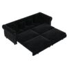 3 In 1 Pull Out Sofa Bed, Convertible Sleeper Sofa Bed, King Size Sofa Bed, Chaise Lounge, Velvet T3 Seater Sofa With Movable Ottoman, Tufted Design - Black - Image 18