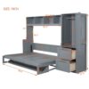 Queen Size Murphy Wall Bed With Closet And Drawers - Gray - Image 14