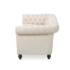Chesterfield Style 3 Seater Sofa With Deep Button Tufting - Beige - Image 10